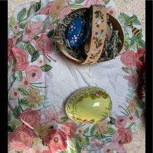 Lot 2 - German Easter basket set & porcelain egg